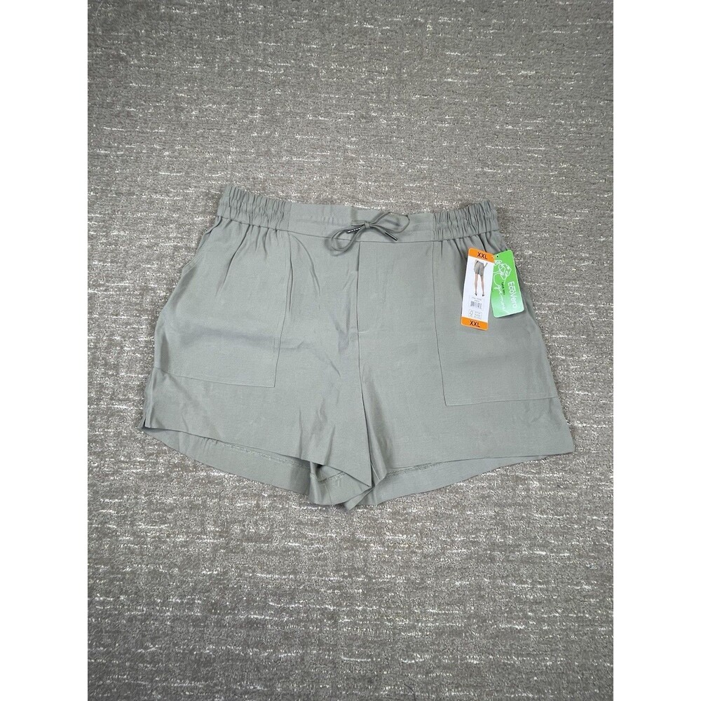 NWT EcoVero Women’s Green Drawstring Elastic Waist Chino Shorts XXL 4" Inseam